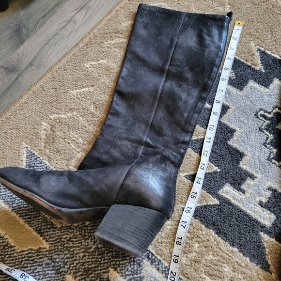 Eileen Fisher Black Leather Heeled Tall Boots - Picture 8 of 12